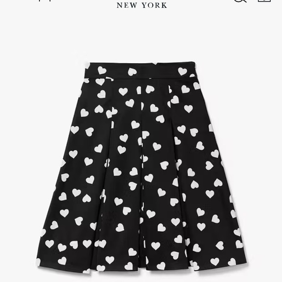 kate spade Dresses & Skirts - -kate spade ♠️- Scattered Mini Hearts Black and White Midi Skirt, Size 12, NWT